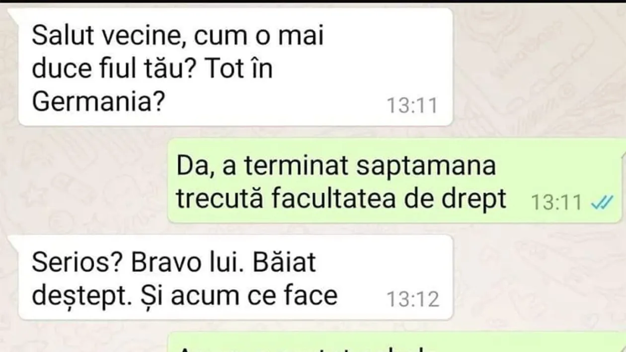 BANC | Vecine, cum o mai duce fiul tău? Tot în Germania?
