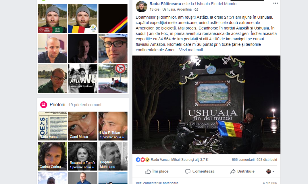 Radu Păltineanu, primul român care a traversat Americile pe bicicletă