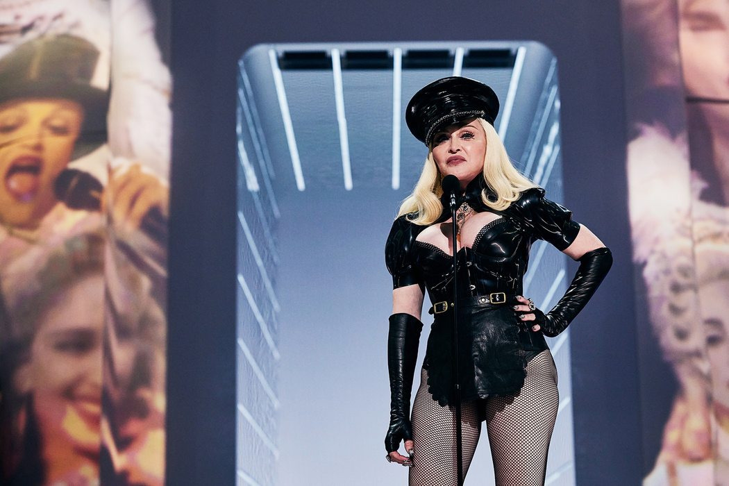 NEW YORK, NEW YORK - SEPTEMBER 12: Madonna speaks onstage during the 2021 MTV Video Music Awards at Barclays Center on September 12, 2021 in the Brooklyn borough of New York City. (Photo by John Shearer/MTV VMAs 2021/Getty Images for MTV/ViacomCBS)