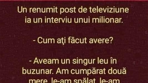 BANCUL ZILEI | Un renumit post TV ia interviu unui milionar: "Cum ați făcut avere?"