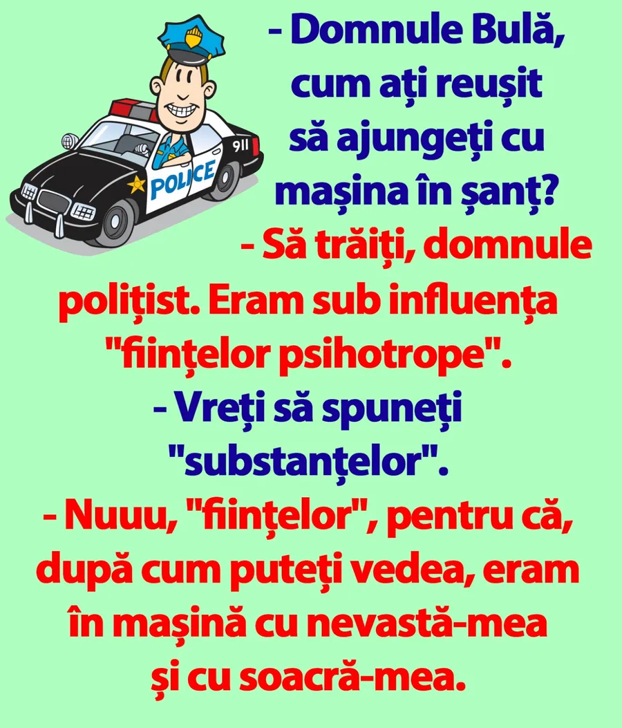 BANC | "Domnule Bulă, cum ați reușit să ajungeți cu mașina în șanț?"