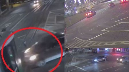 Accident grav pe un bulevard din Iași. O mașină a intrat violent într-un tramvai. Șoferul a fugit de la locul incidentului