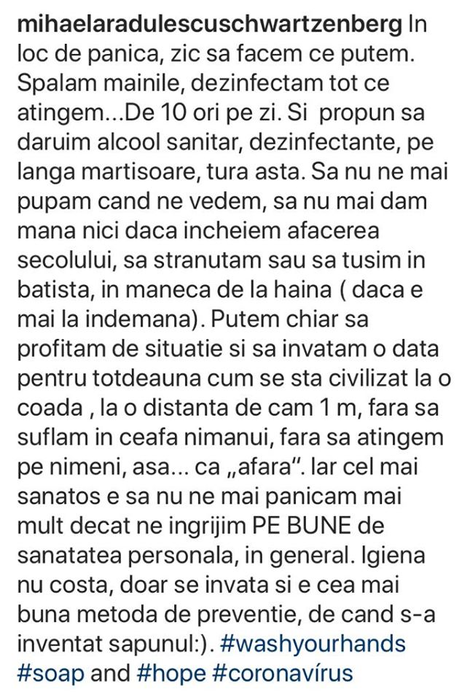 Mihaela Rădulescu, mesaj virulent în plină epidemie de coronavirus: “Să nu ne mai pupăm”