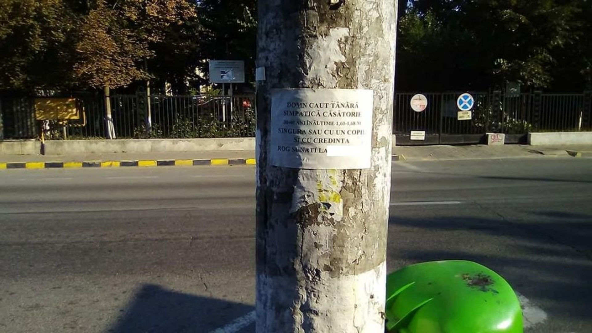 Anunț matrimonial haios lipit de un bucureștean pe un stâlp din Berceni: "Domn caut..."