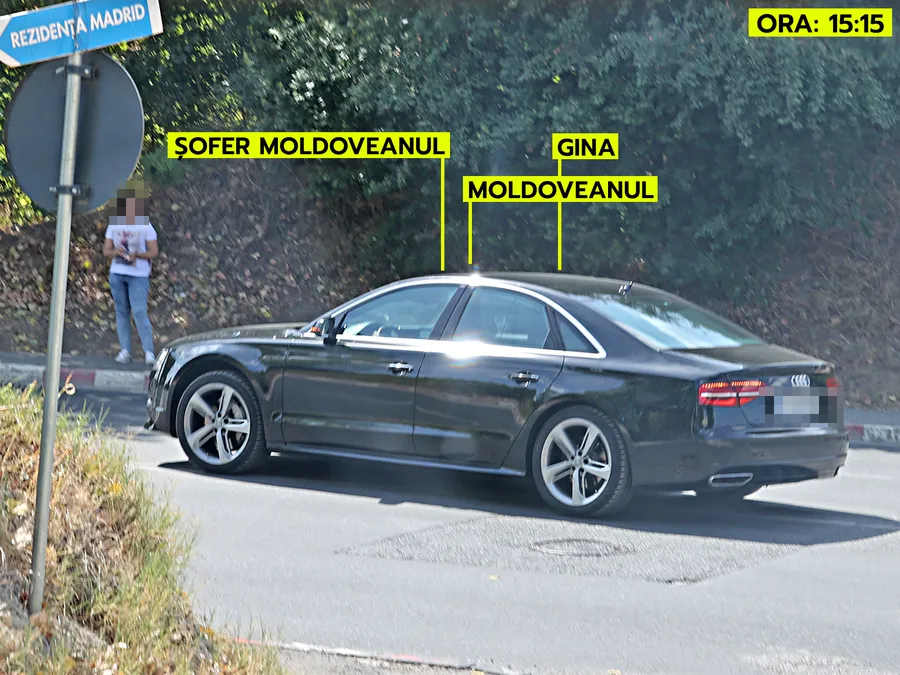 Gina și Moldoveanul sunt duși de șofer înapoi la Pipera Plaza, unde se află celebru G Class (Foto: CANCAN.RO)