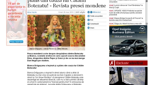 Exclusivitatea CANCAN - "Bianca l-a inselat pe Bote cu printul Cristea" -  preluata de toata presa din Romania!