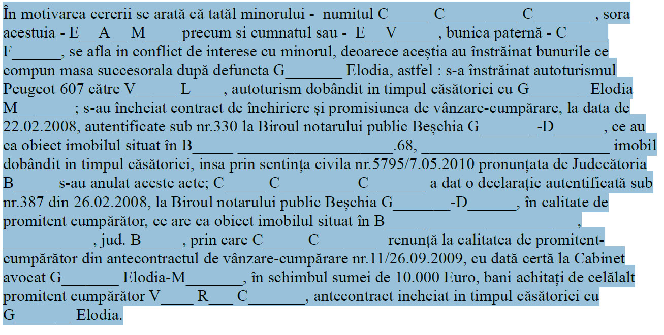 Emilia Ghinescu îl acuză pe fostul ginere că a vândut toate bunurile dobândite pe durata căsătoriei cu Elodia