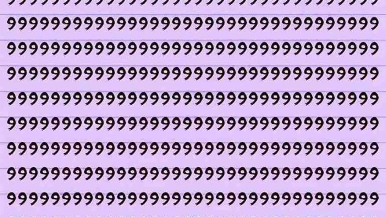 Iluzie optică virală | Ești un geniu dacă poți găsi cifra 6 ascunsă printre 9, în maximum 6 secunde