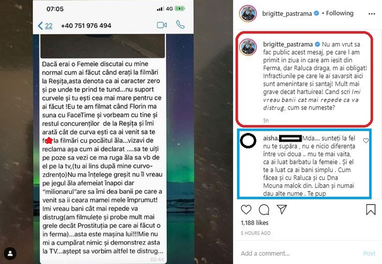 Brigitte a publicat un mesaj halucinant primit de la Raluca Podea: “Pe unde te prind, te tund”. Comentariul fabulos primit de cele două rivale
