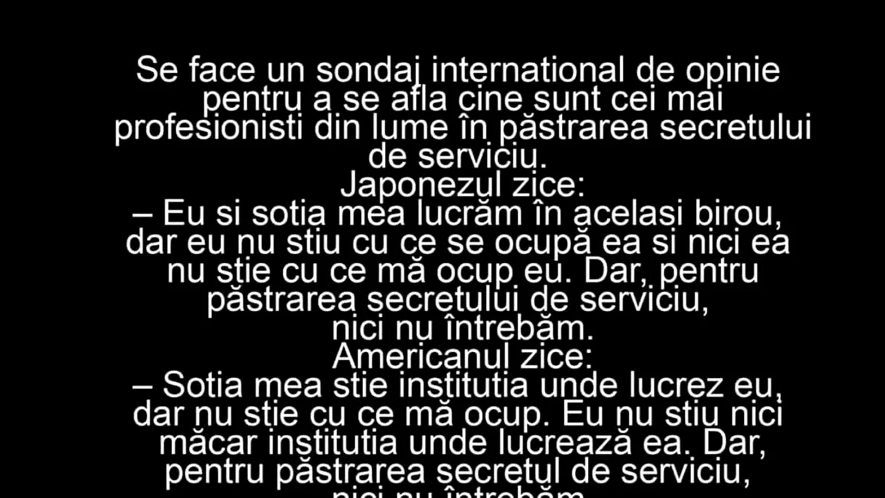 BANC | Sondaj internațional despre păstrarea secretului de serviciu