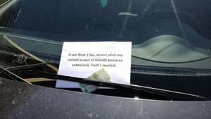 FOTO. Ce mesaj a primit un șofer fără bun simț, care și-a parcat mașina pe locul altcuiva. Conducătorul auto a primit și un “bonus”