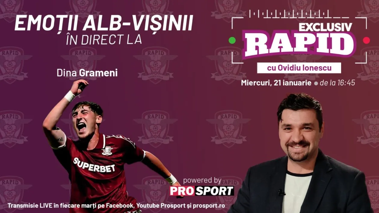 Cel mai bun jucător al Rapidului din ultimul meci vine astăzi la EXCLUSIV RAPID, în direct pe YouTube - ProSport, de la ora 16:45