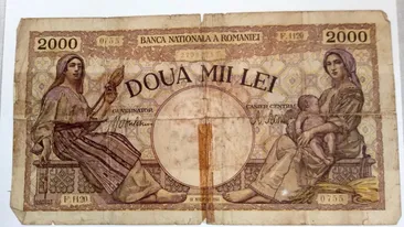 De necrezut! Cu câți lei se vinde această bancnotă de 2.000 de lei, din 17 Noiembrie 1941