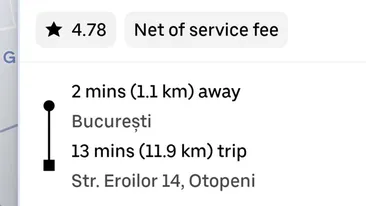 Cât a plătit un client pentru o cursă Uber de 12 km, din București până la Aeroportul Otopeni. Când a văzut tariful, a crezut că dă aplicația erori