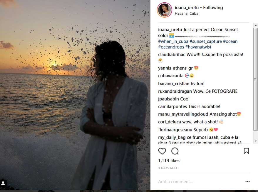 Ioana și Ștefan au postat pe Instagram instantanee din vacanța petrecută în Cuba