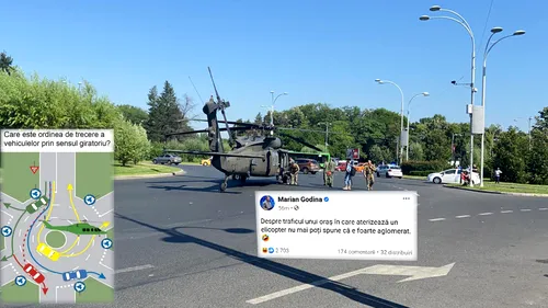 Românii au mult umor! Cele mai bune glume din online după aterizarea de urgență a elicopterului american, Black Hawk, în Piaţa Charles de Gaulle | FOTO