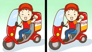 Test de logică | Identificați toate cele 3 diferențe dintre acești doi livratori de pizza