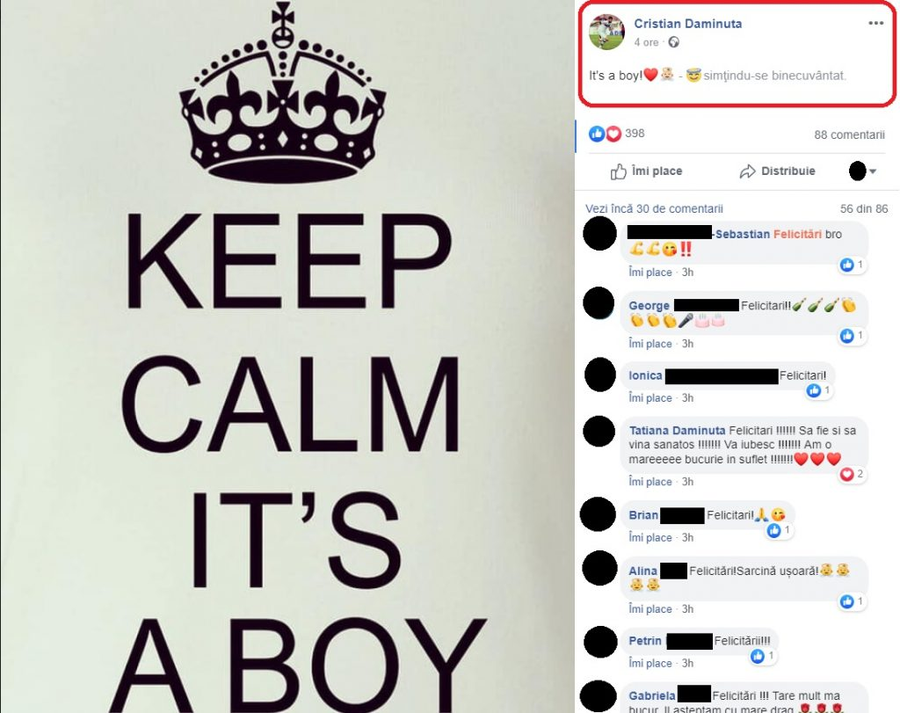 Cristian Daminuţă și iubita lui vor avea un băiețel © Facebook