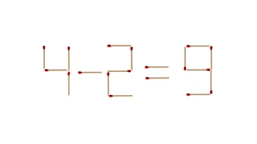 Test IQ exclusiv pentru genii | Mutați un singur chibrit pentru a corecta egalitatea: 4-2=9