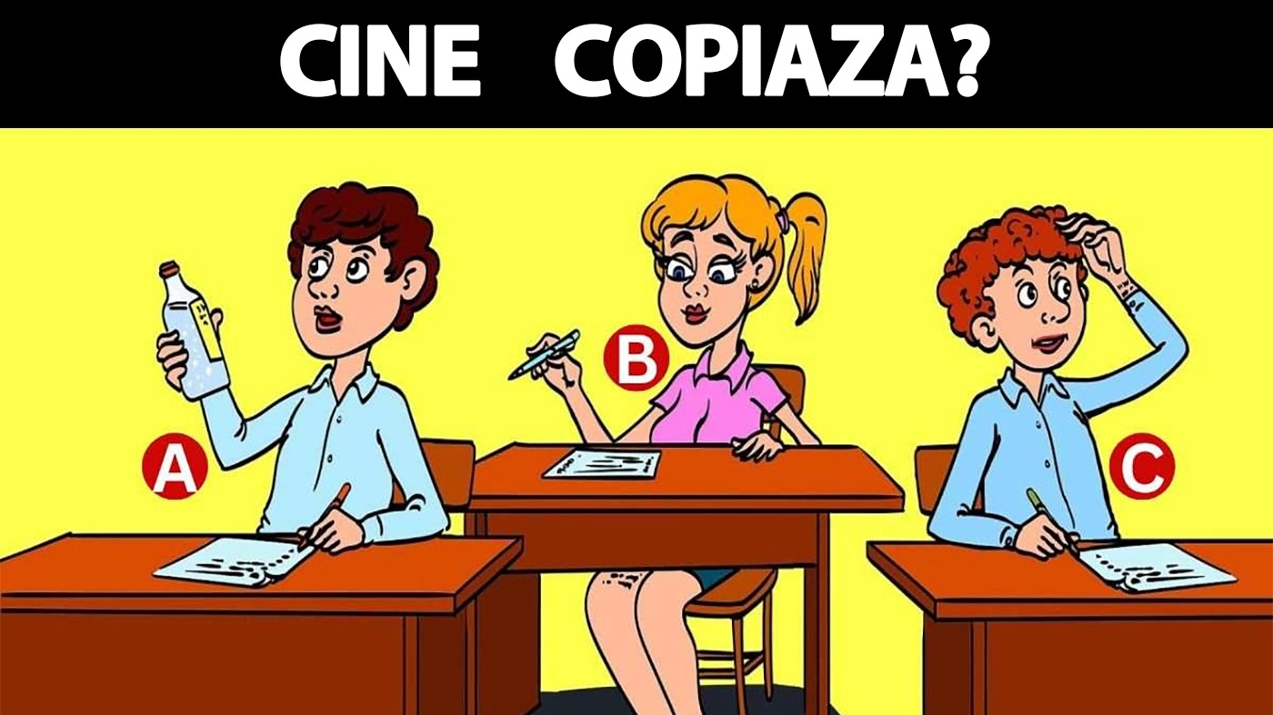 TEST IQ | Unul dintre acești 3 elevi copiază la Bacalaureat. Găsiți-l în maximum 5 secunde!