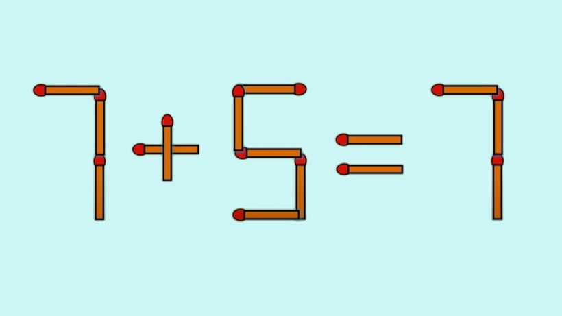 Test IQ cu chibrituri | Mutați un singur băț, pentru a corecta 7 + 5 = 7