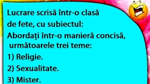BANC | Lucrare scrisă, într-o clasă de fete