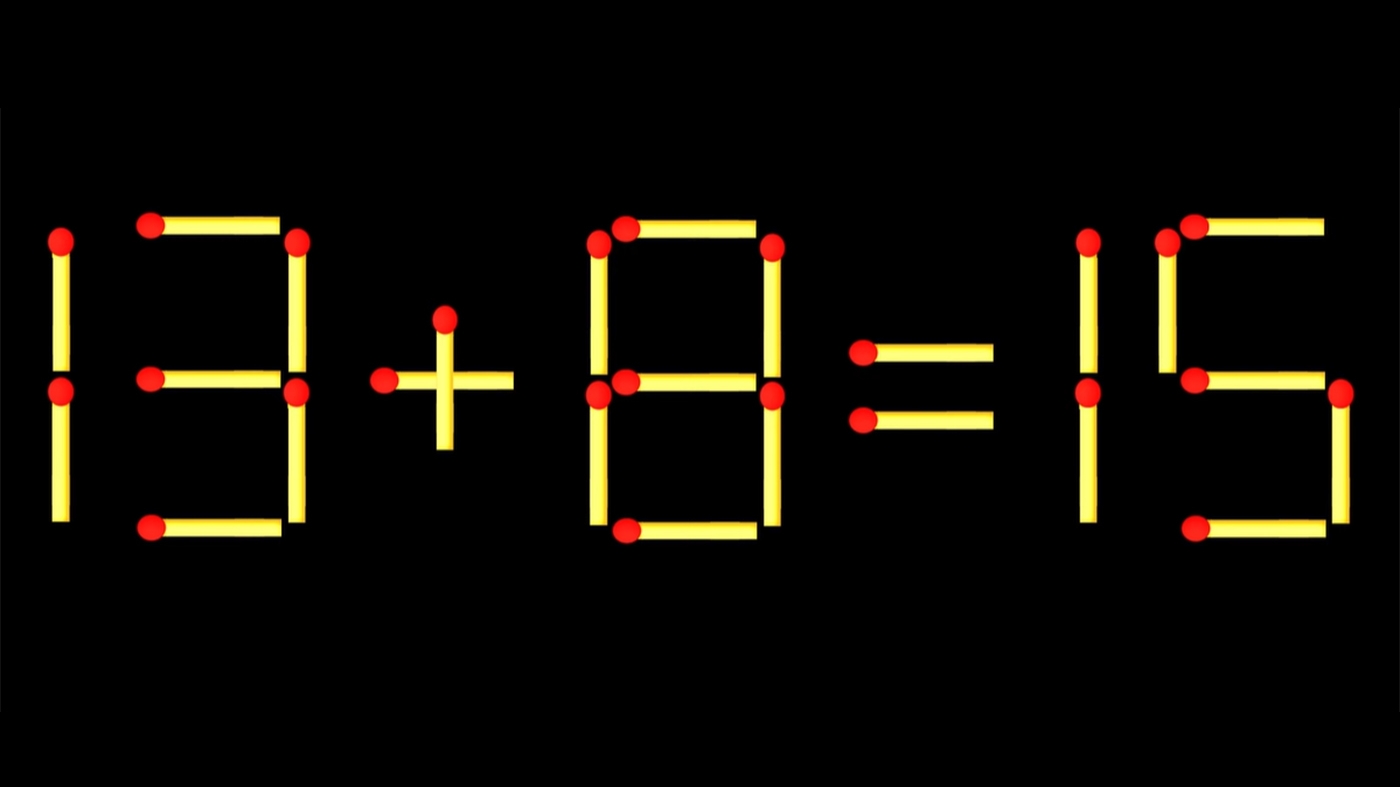 Test de inteligență | Mutați un singur chibrit pentru a corecta 13 + 8 = 15