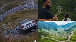 Scenă de coșmar pe Transfăgărășan! Mașina unor turiști a căzut în prăpastie