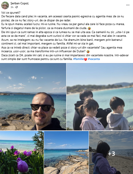 Unde și cu cine a plecat Șerban Copoț în vacanța de Paște: „Am aceeași ceartă pașnic-agresivă”