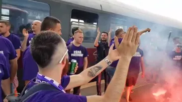 VIDEO. Meciul UTA - ASU „Poli” Timișoara a început în gara Arad. Ce au făcut suporterii timișoreni