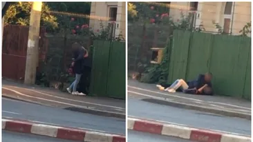 Au vrut să-și potolească „poftele” în mijlocul unei străzi din Târgoviște, dar au stârnit un „uragan” de râsete! Cuplul în „plină acțiune” s-a prăvălit peste un gard!