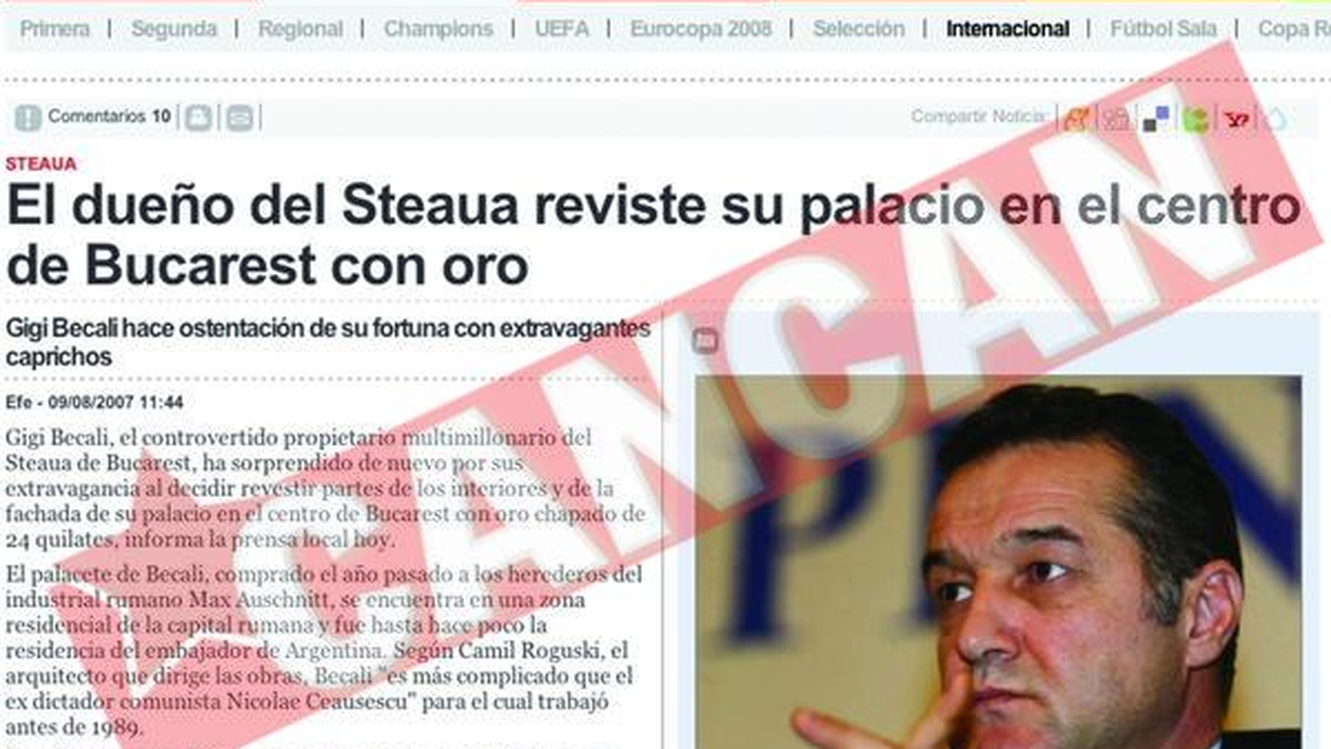 "El Mundo Deportivo", cel mai tare ziar spaniol, citeaza CANCAN