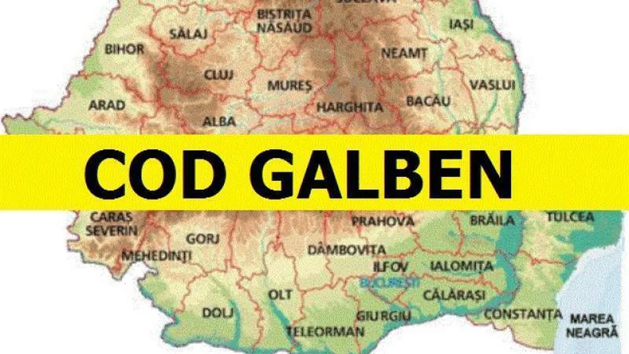 Alertă meteo de cod galben! Care sunt zonele afectate