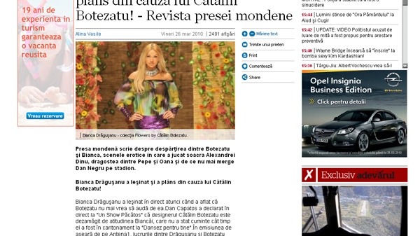 Exclusivitatea CANCAN - "Bianca l-a inselat pe Bote cu printul Cristea" -  preluata de toata presa din Romania!