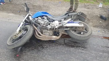 Motociclist accidentat chiar în timpul lecției de șofat, la Târgoviște FOTO