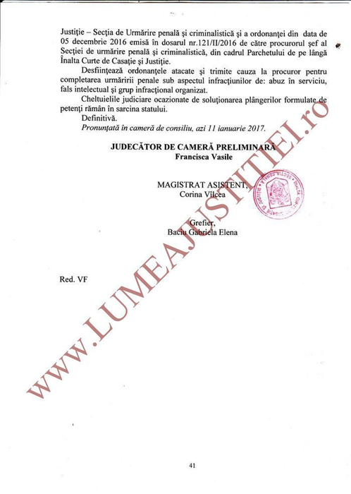 Referarul întocmit de judecătoarea Francisca Vasile scoate la iveală neregulile comise în dosar