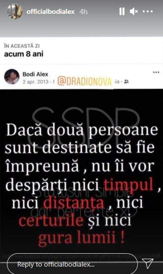 La începutul acestei luni, Alex Bodi a surprins-o în public pe iubita lui cu un gest romantic © Instagram Stories