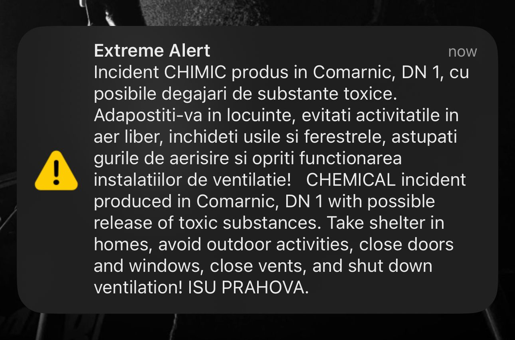 Incident grav, cu scurgeri de substanțe chimice! A fost emis mesaj Ro-Alert, iar oamenii sunt sfătuiți să rămân în case și să nu deschidă geamurile