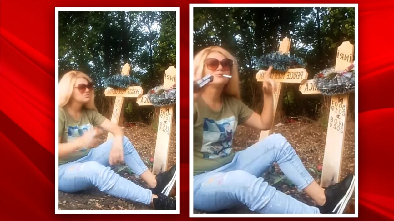 Imagini tulburătoare! Cum s-a filmat în cimitir mama gemenilor căzuți de la etajul 10 (în timp ce ea făcea live pe Facebook)