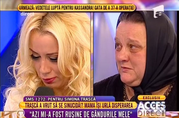 Simona Trașcă suferă pe lângă mama ei