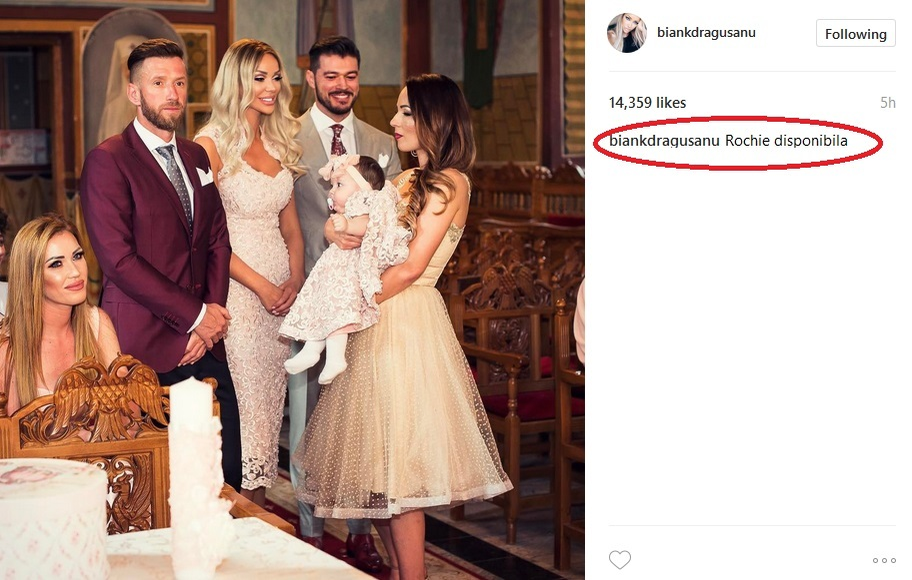 Bianca Drăguşanu a scos la vânzare rochiile purtate la botezul fiicei sale