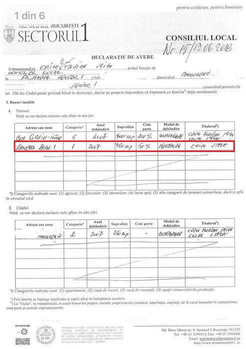 Declarația de avare a lui Florin Crișu