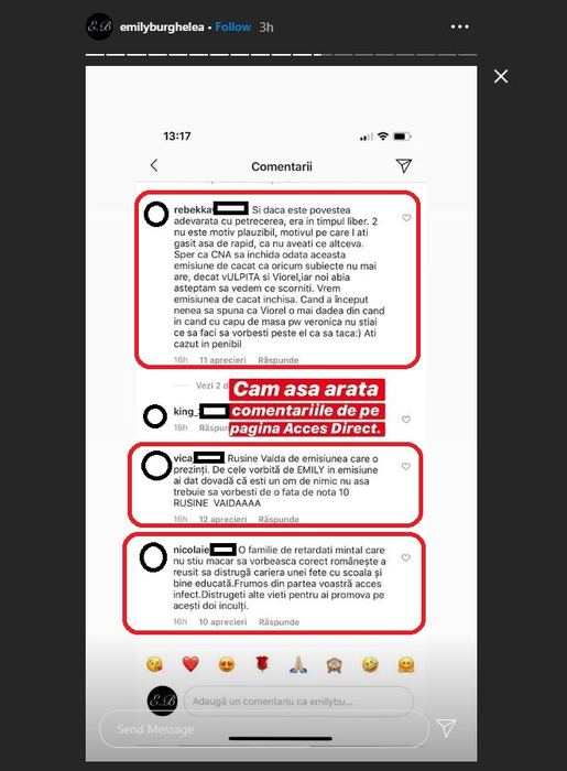 Emily Burghelea, noi dovezi despre regia de la “Acces Direct”! “CNA să închidă odată această emisiune de c@*@^”