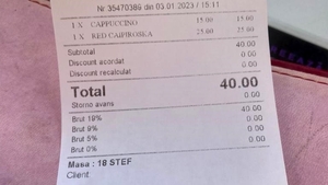 Câți lei i s-a cerut bacșiș unui client pentru o cafea și un cocktail, într-o cafenea din Ploiești. "Șpaga" a venit direct pe nota de plată