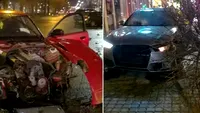 Imagini dramatice în Arad, după un accident! Doi bolizi s-au făcut zob, iar unul a smuls din rădăcini un copac