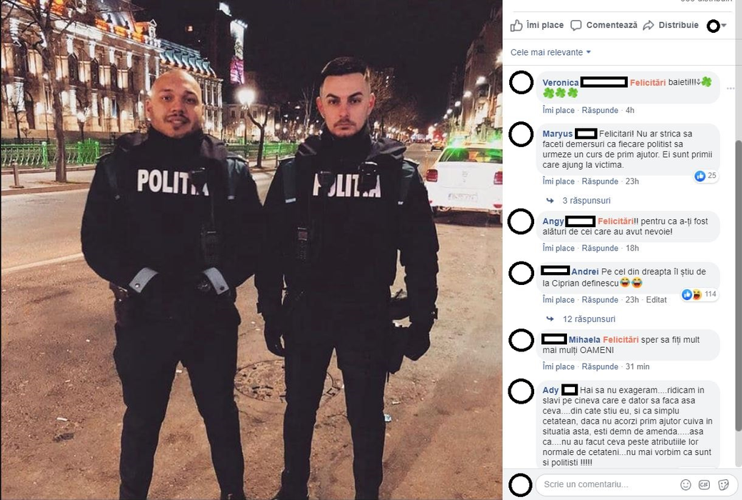 Andrei și Alexandru, doi polițiști din București deveniți eroi! Au salvat de la moarte un bărbat: “Hai Andrei, hai! Când obosești te schimb eu!”
