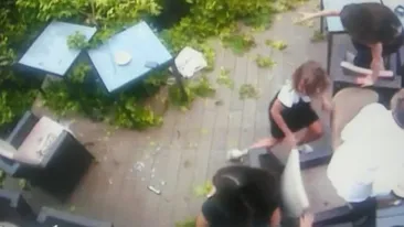 FOTO. Un copac a căzut peste o terasă plină cu clienţi, în Livada Poștei, din Brașov