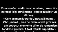 BANC | Imediat cum s-a întors din luna de miere, proaspăta mireasă își sună mama
