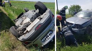 Accident teribil cu 3 mașini în Teleorman! Impactul a fost atât de puternic, încât unul dintre autoturisme s-a răsturnat. Cine sunt victimele