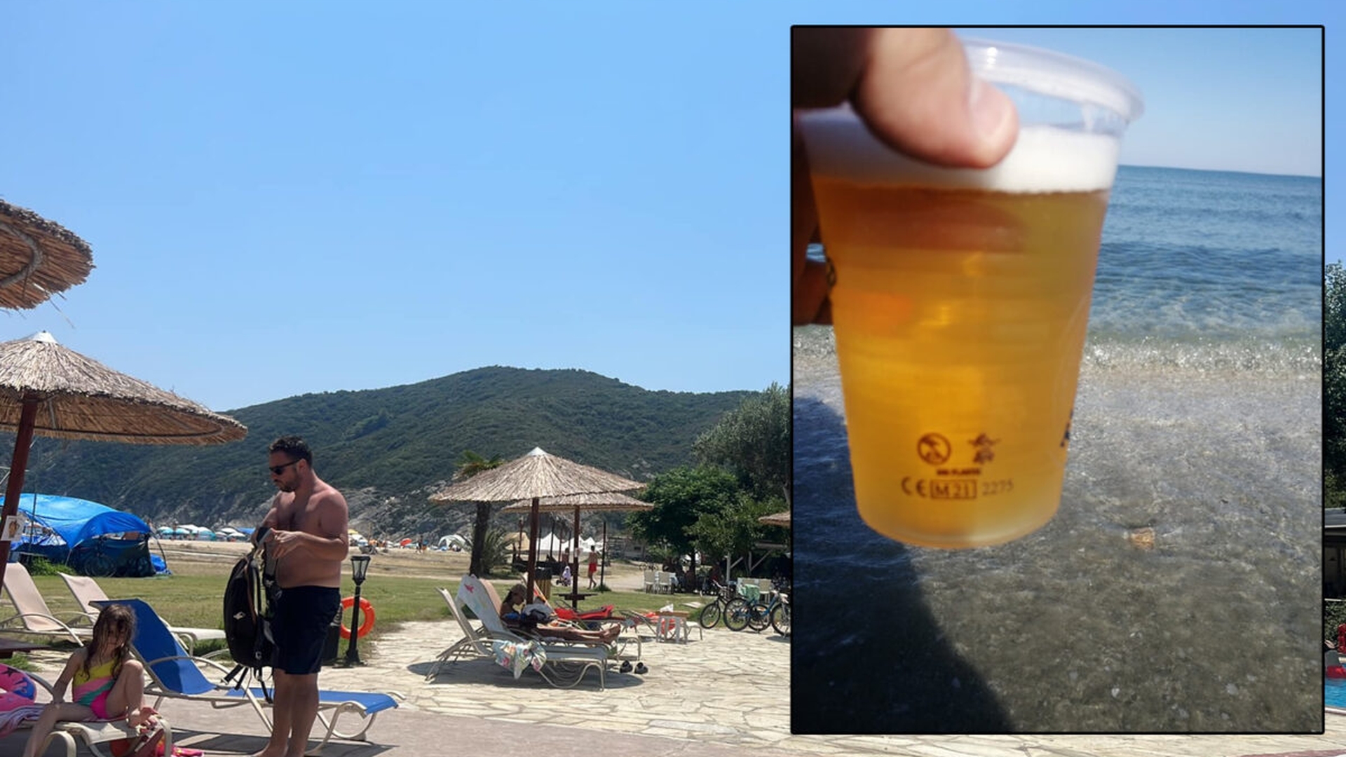 Nu este o eroare! Câți bani a dat un turist român pe o bere, pe plajă în Halkidiki. În Mamaia, un pahar costă 14 lei